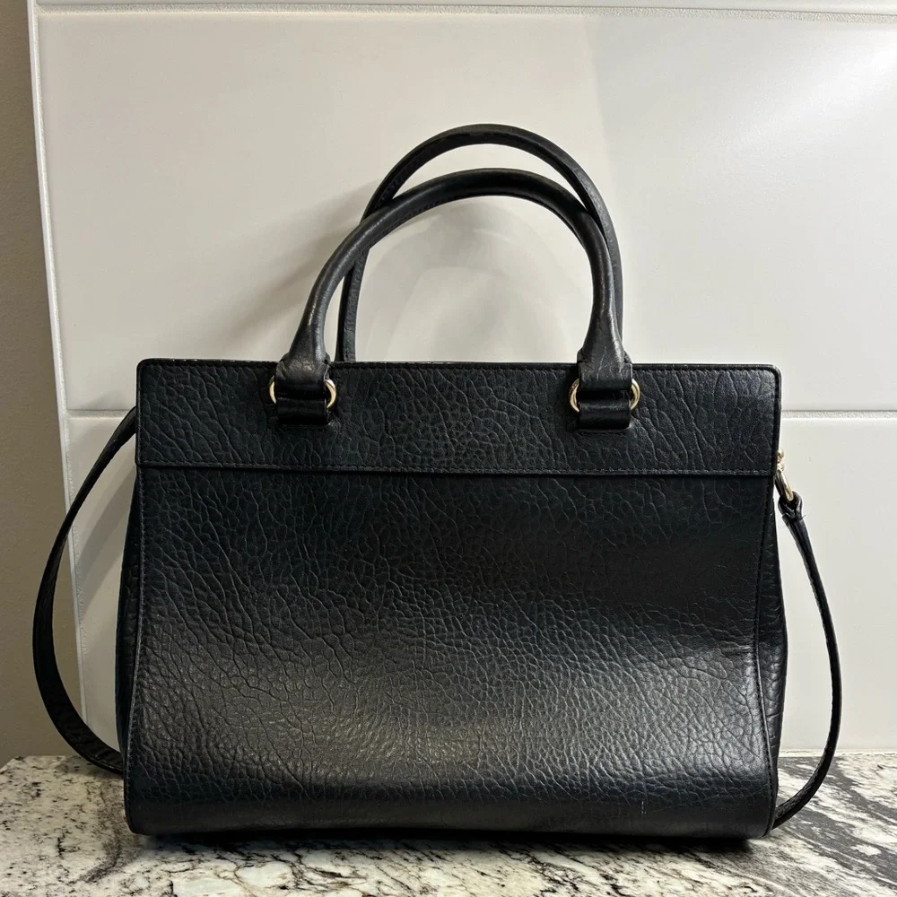 Kate Spade Tote Purse Black with gold accent and lattice detail - Picture 3 of 14